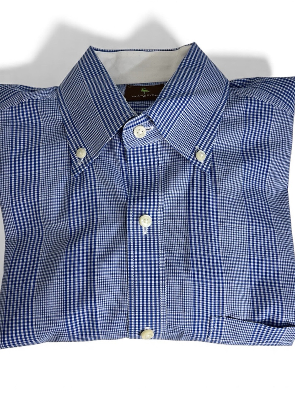 TailorByrd Men’s Medium Blue Plaid Shirt Flamingo Long Sleeve